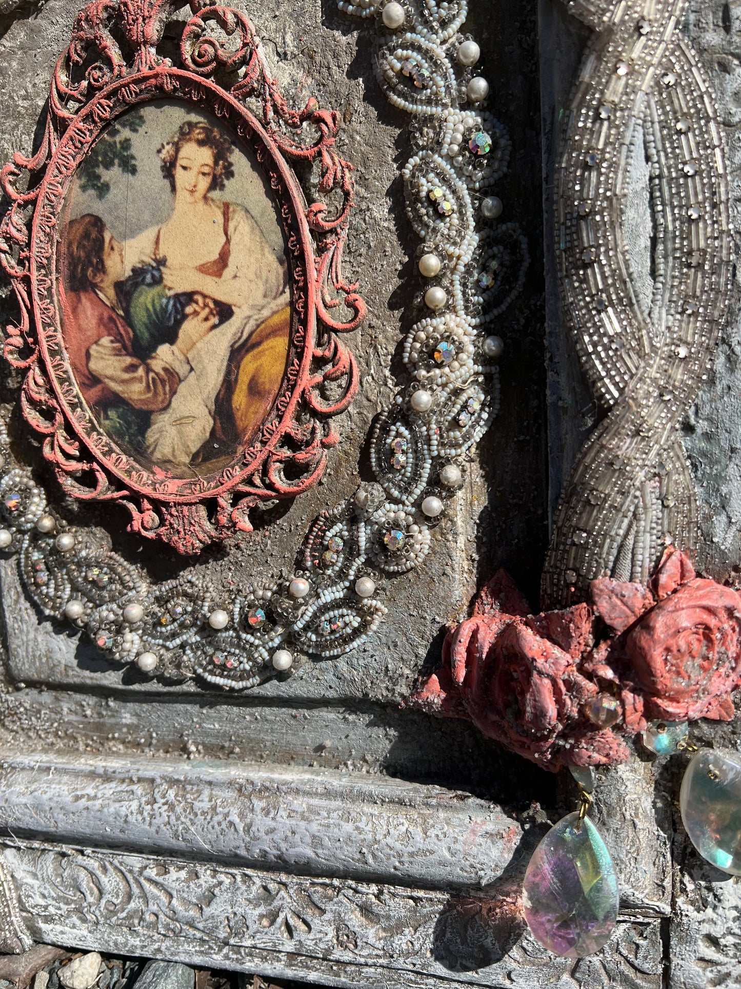 Surrounded By Love / Vintage Bejeweled Wall Art / Vintage Upcycled Treasures