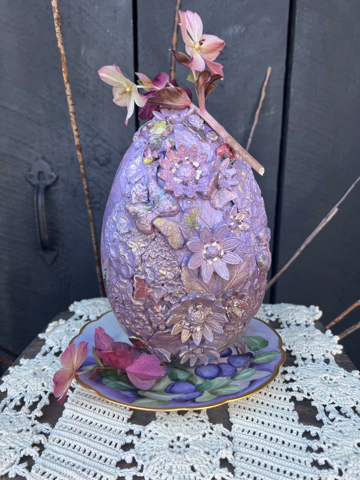 Purple Gem / Decorative Home Accents / Artful Butterfly Centerpiece
