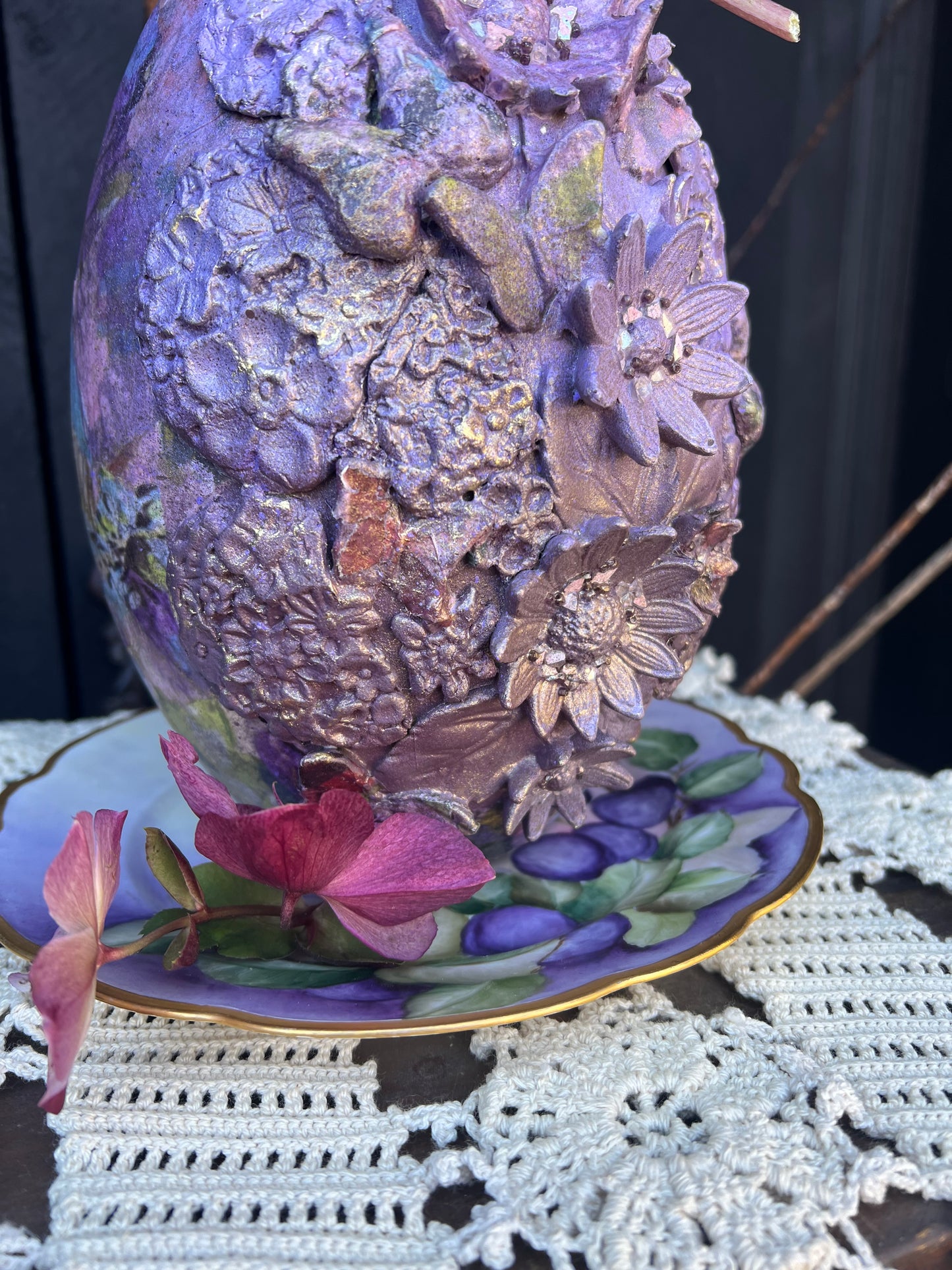 Purple Gem / Decorative Home Accents / Artful Butterfly Centerpiece
