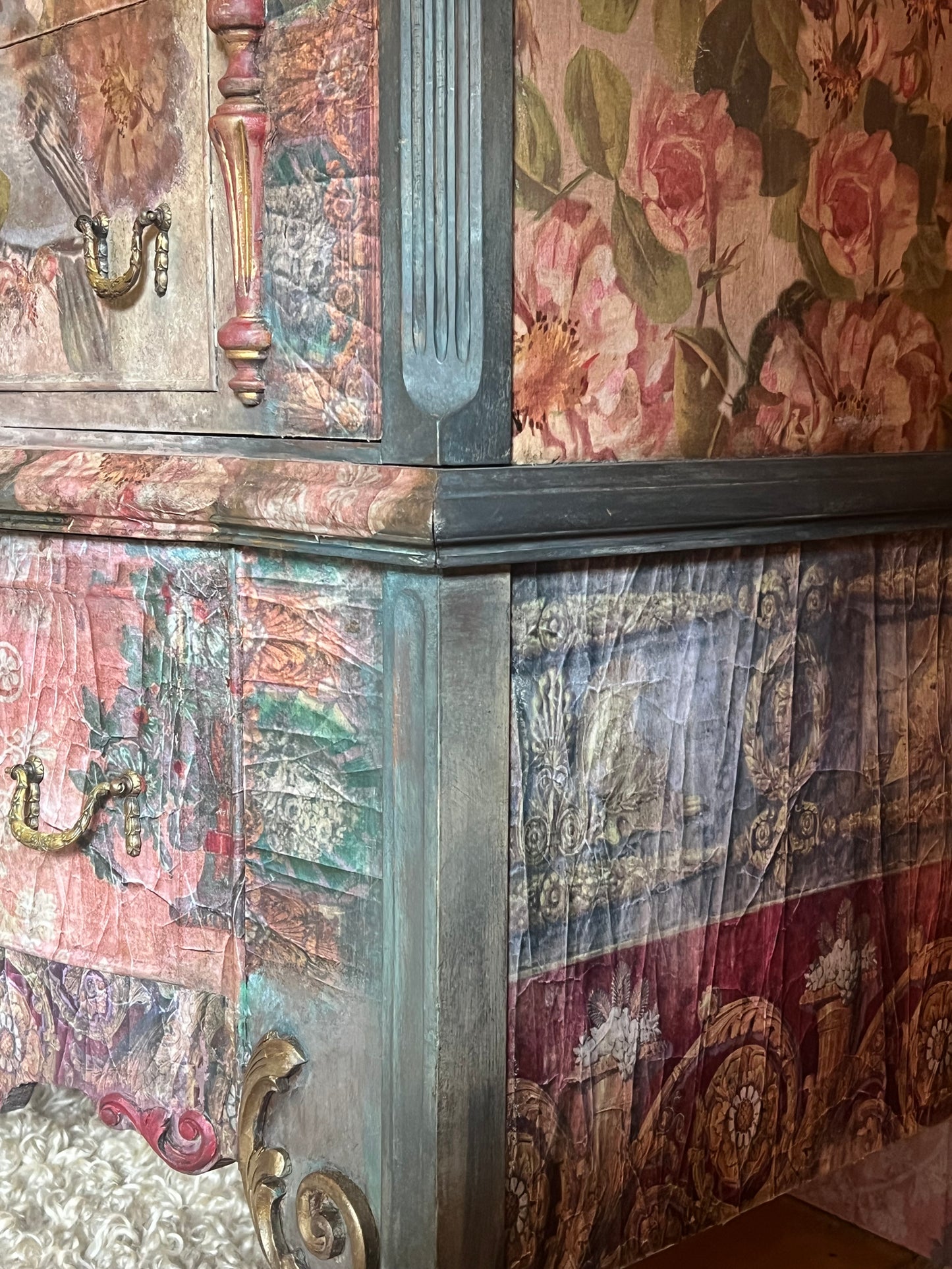 "Song Bird" / Hand Painted French Country Cottage Dresser / Garden Birds / Bohemian Dresser