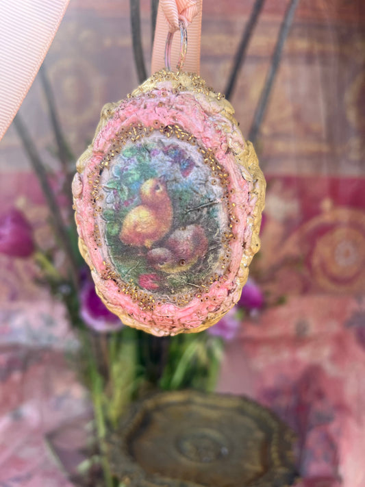"My Little Chickadee", Handmade Decorative Easter Eggs, Vintage Rustic Chicken & Rooster Egg Ornament