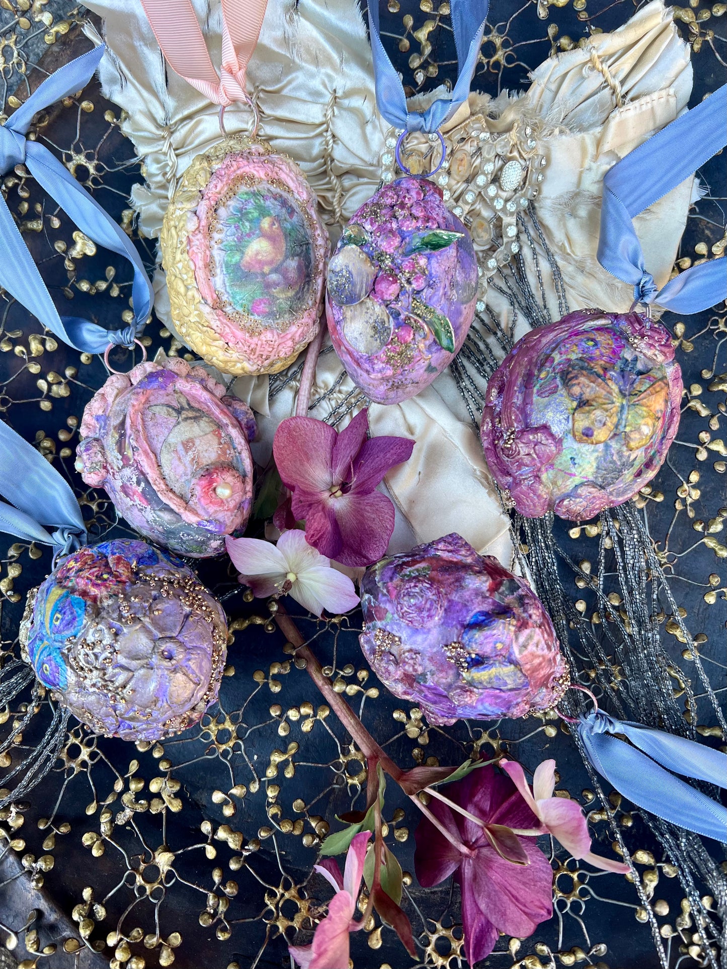 "Spring Hope", Handmade Decorative Easter Eggs, Vintage Rustic Rabbit Egg Ornament