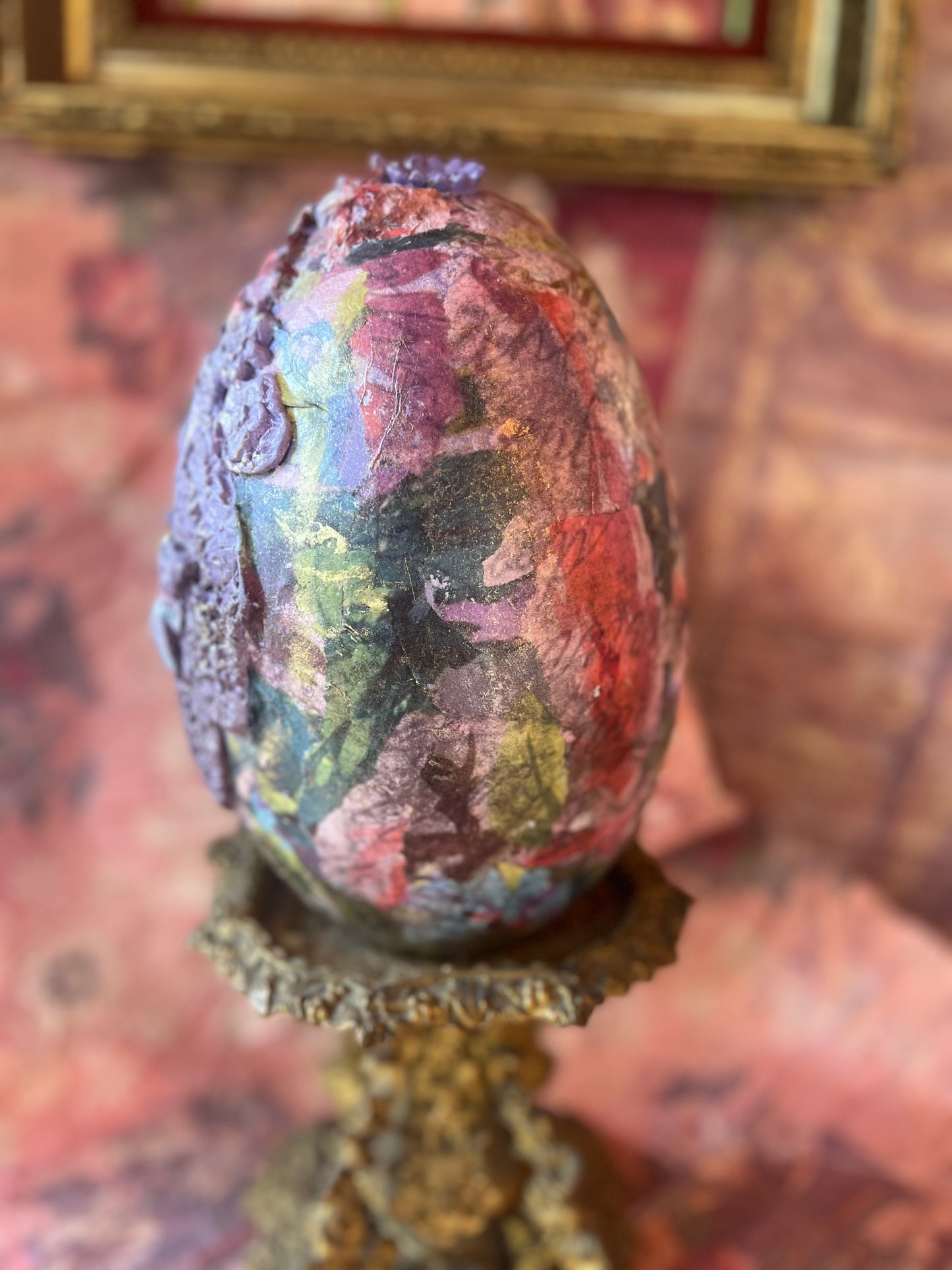 "Purple Gem" / Handmade Decorative Easter Eggs, Painted Butterfly Floral Egg