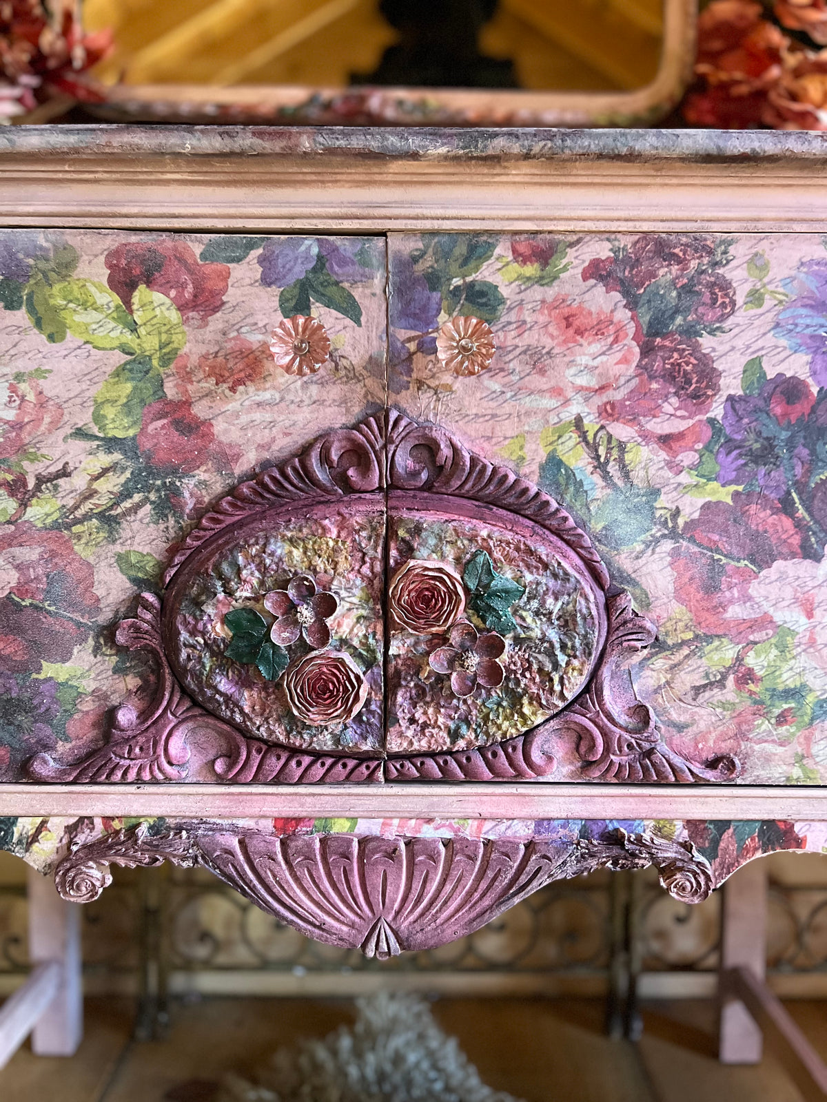 'Bloomstruck' Blush Pink Floral Script Decoupage Paper