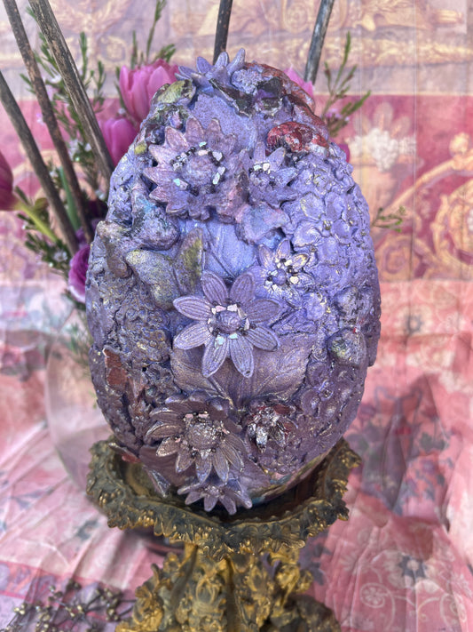 "Purple Gem" / Handmade Decorative Easter Eggs, Painted Butterfly Floral Egg