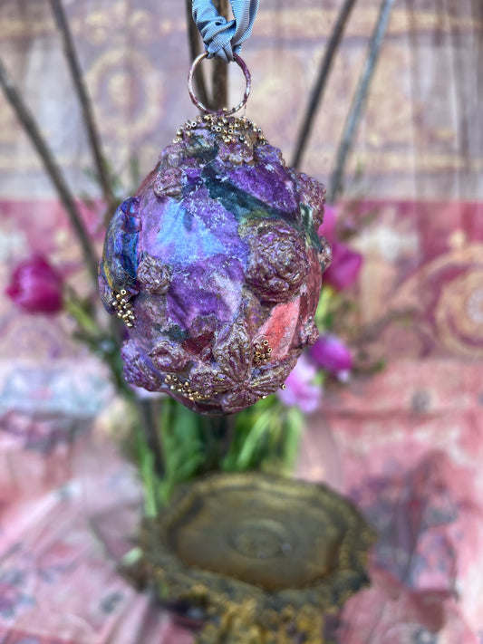 "Bohemian Rose Garden", Handmade Decorative Easter Eggs, Vintage Butterfly Egg Ornament