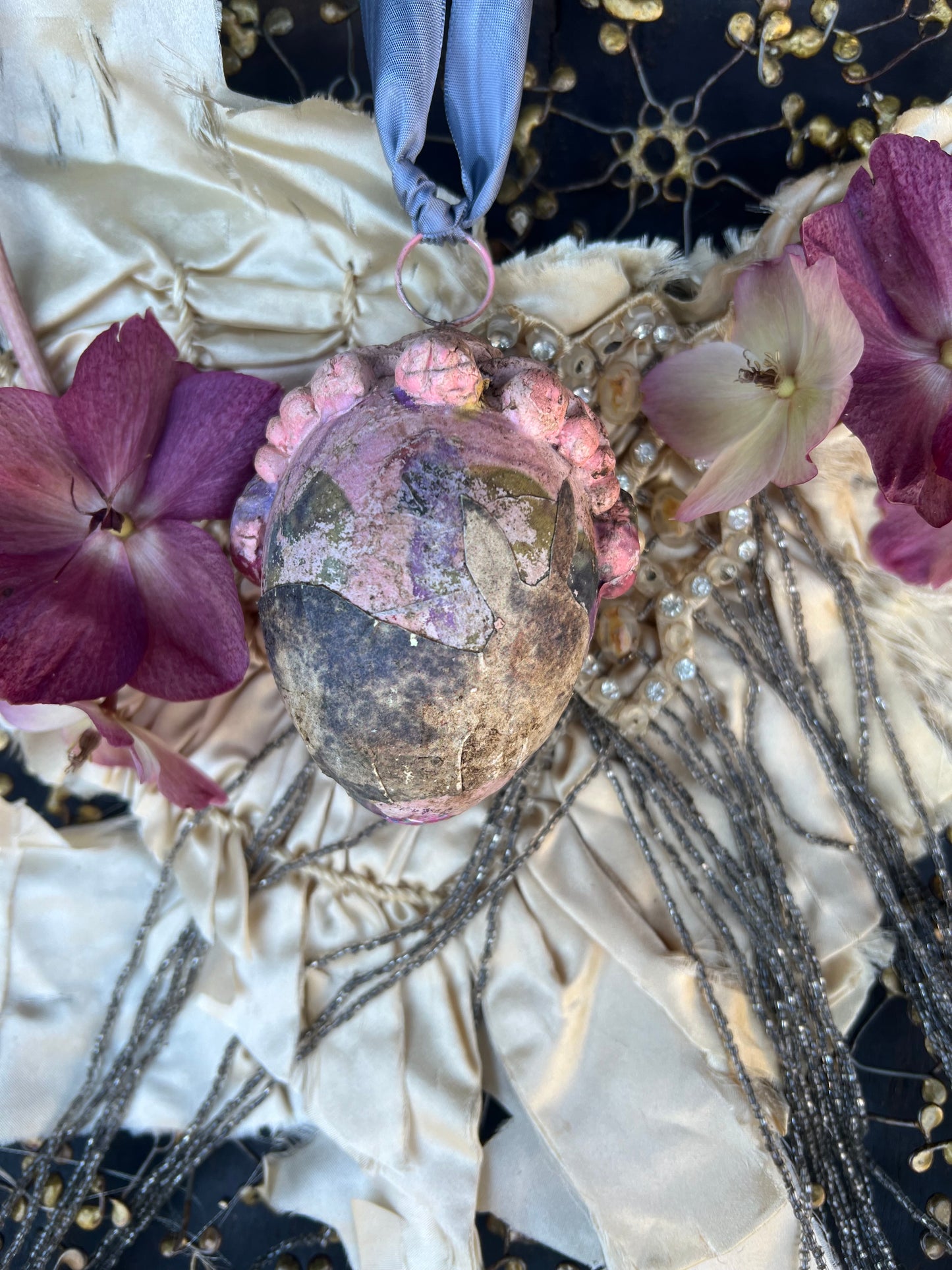 "Spring Hope", Handmade Decorative Easter Eggs, Vintage Rustic Rabbit Egg Ornament