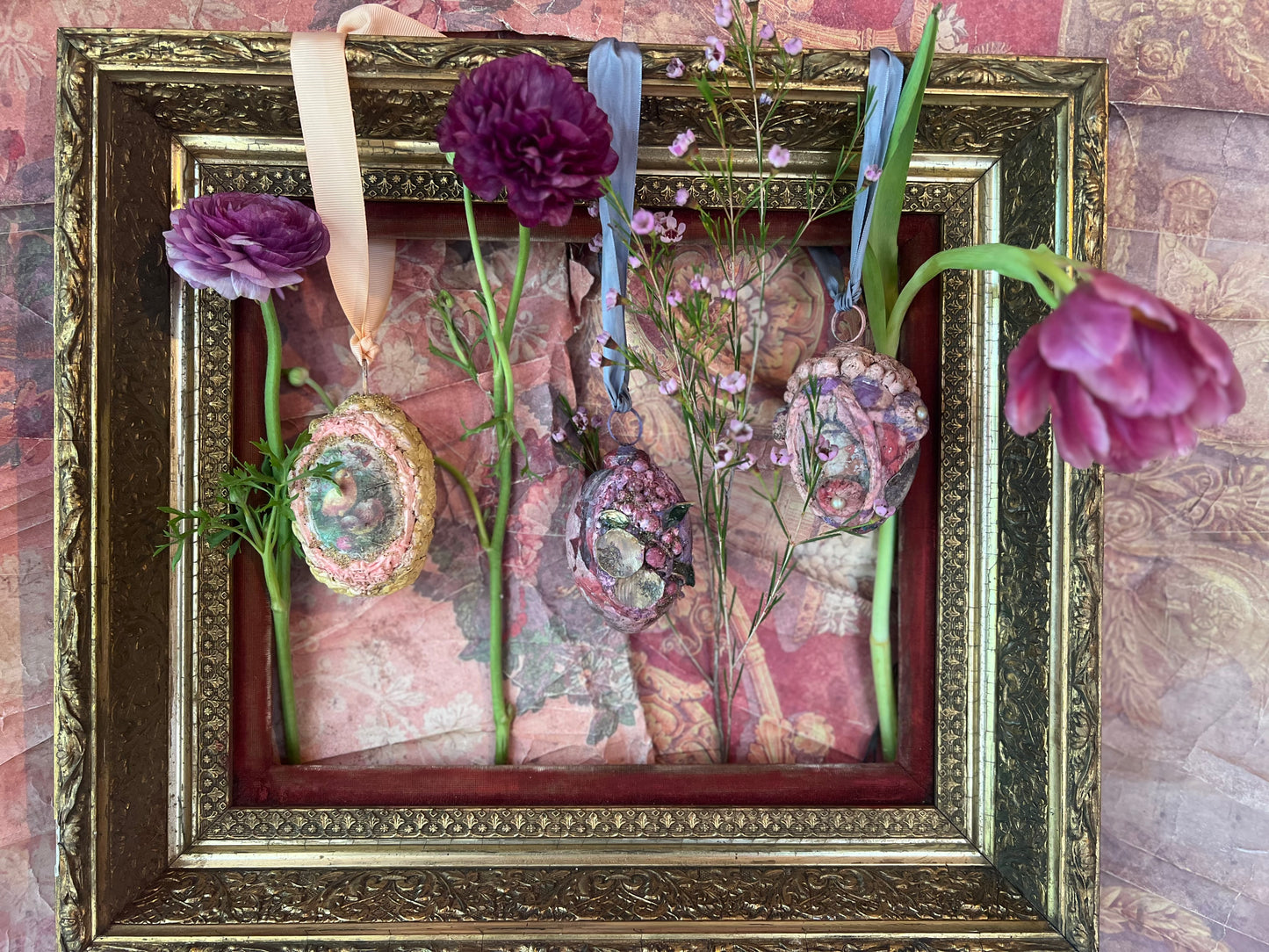 "Spring Hope", Handmade Decorative Easter Eggs, Vintage Rustic Rabbit Egg Ornament