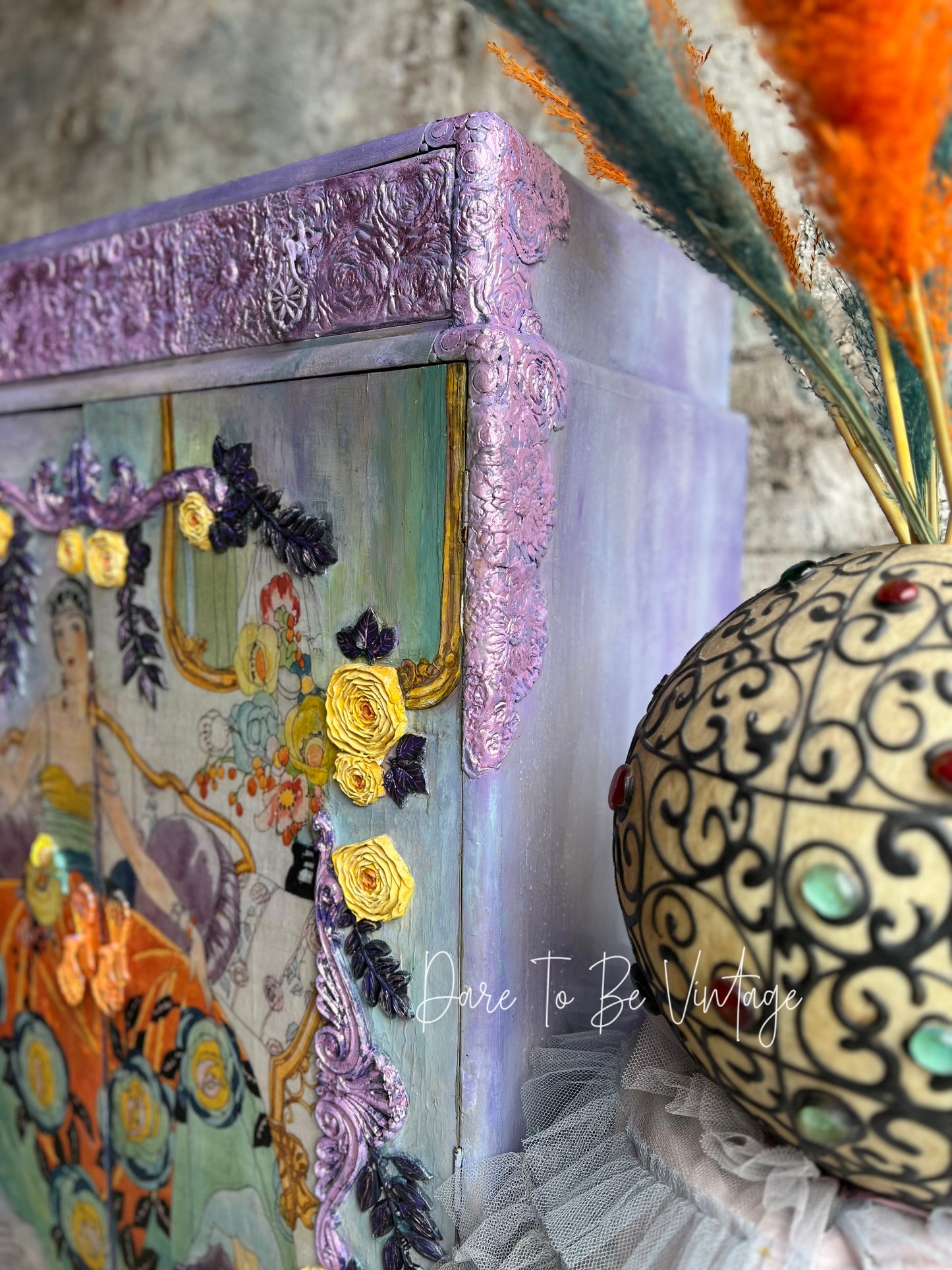 SOLD'Crowning Glory' Hand Painted Armoire ~ Storage ~ Wardrobe Cabinet
