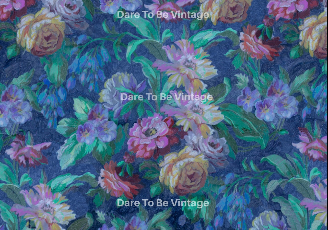 'Love Is In The Air ' Hand Painted Floral Buffet / Vintage Blue Demin / Boho Floral Buffet Sideboard