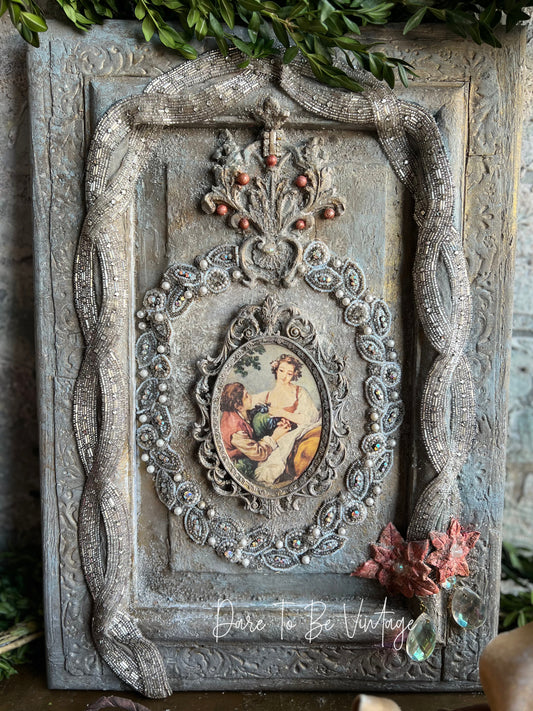 Old World French Country Wall Art, Rustic Jeweled Hanging Art