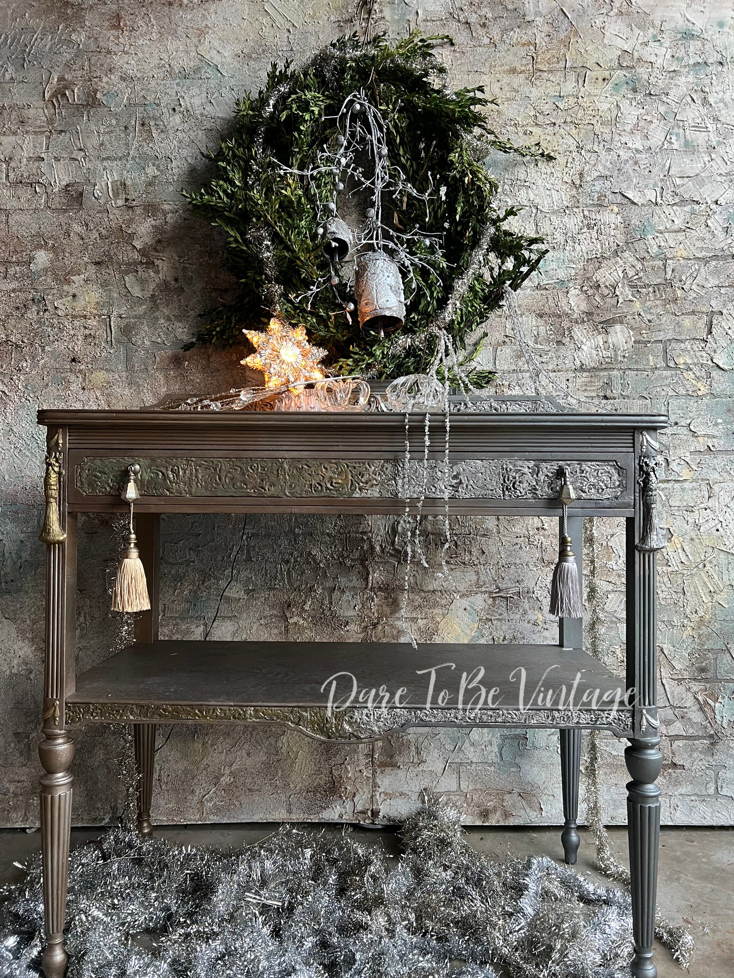 Handmade Holiday Bells ~ Old Fashion Vintage Silver Bling Jeweled / Mantel Wreath Holiday Decorations