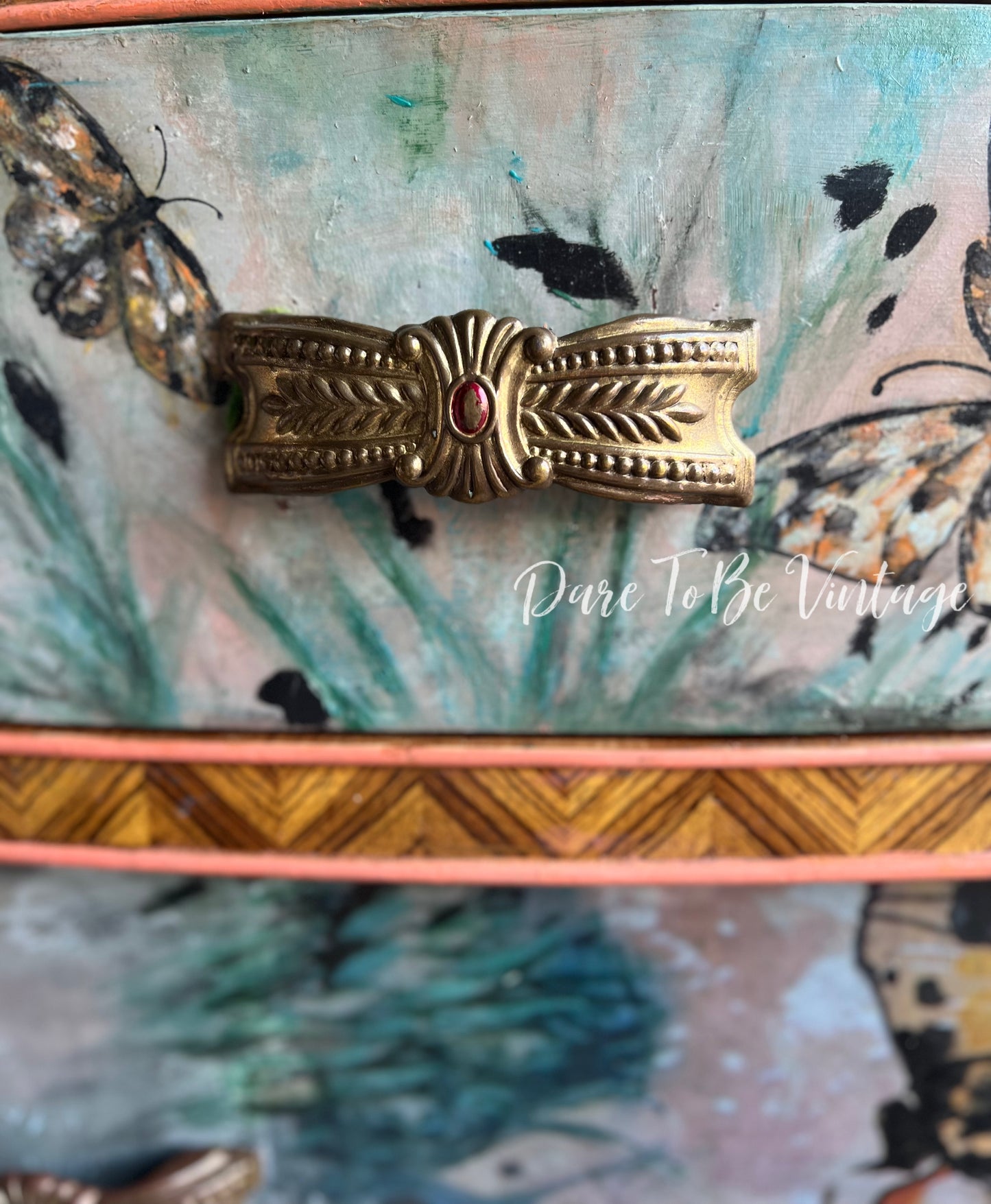 'Come Fly Away With Me' Hand Painted Art Deco Dresser / Butterfly Buffet / Dresser / Sideboard