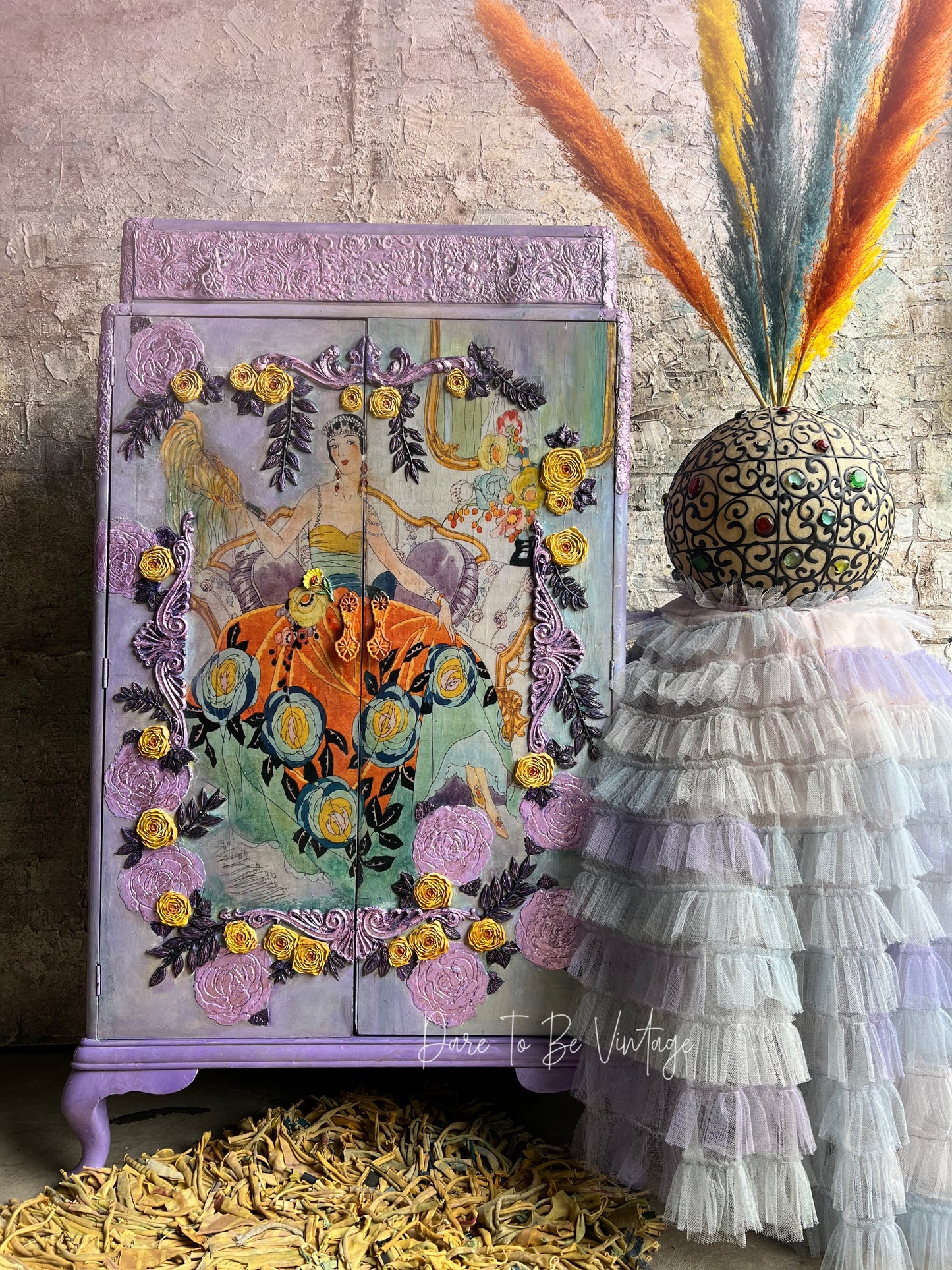 SOLD'Crowning Glory' Hand Painted Armoire ~ Storage ~ Wardrobe Cabinet