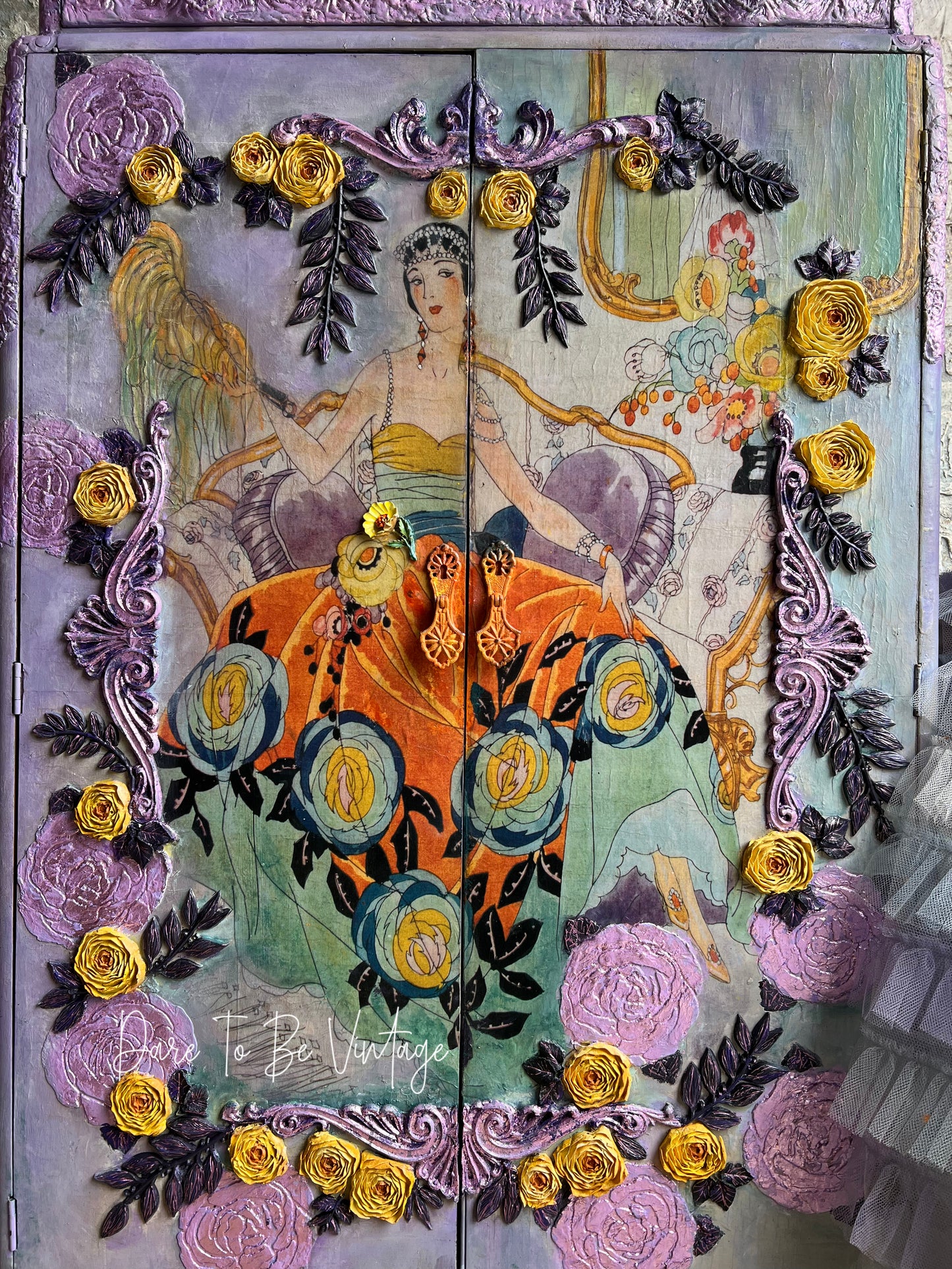 SOLD'Crowning Glory' Hand Painted Armoire ~ Storage ~ Wardrobe Cabinet