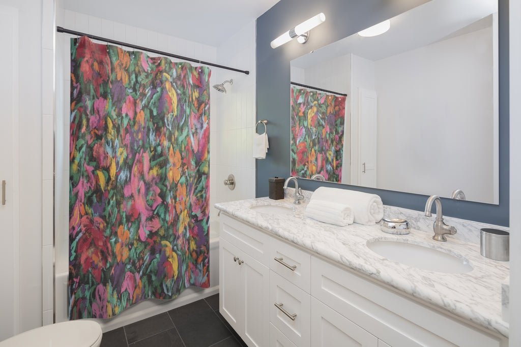 'Floral Romance' Abstract Floral Shower Curtain