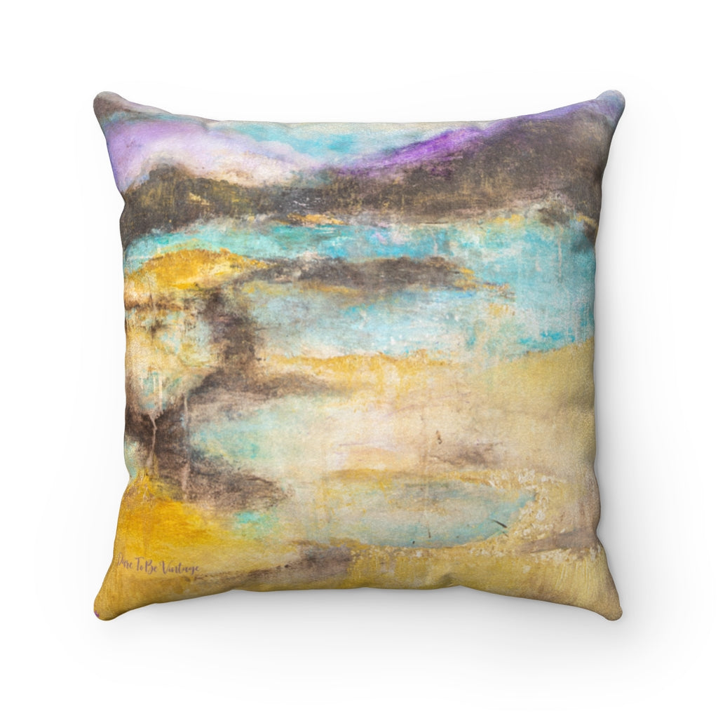"A Midnight Summer Dream " Ocean Sunset Faux Suede Square Pillow