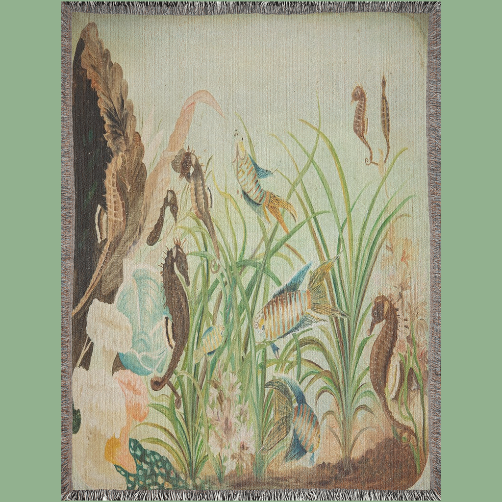"Under The Sea" Tropical Sea Life Woven Throw Blanket Wall Art