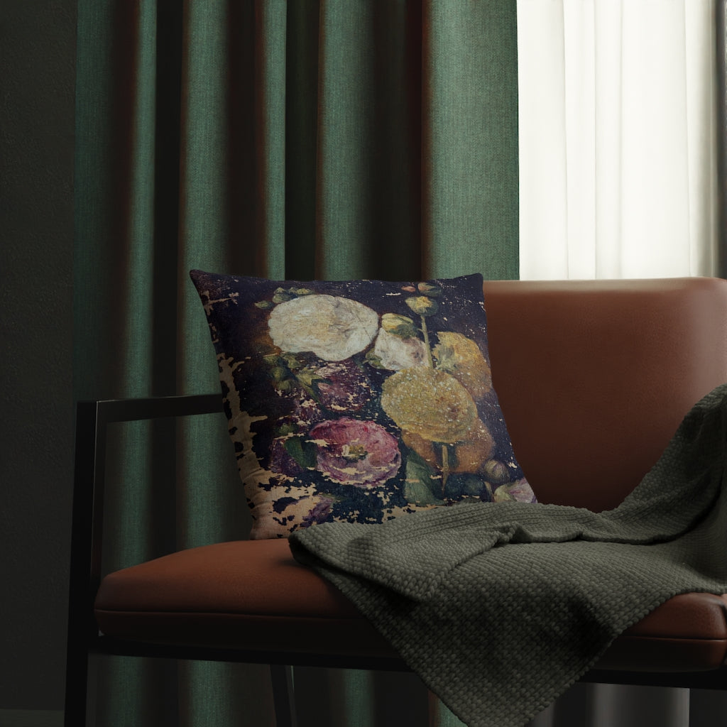 'Flirty Fleurs ' Rustic Floral Print Outdoor Pillow