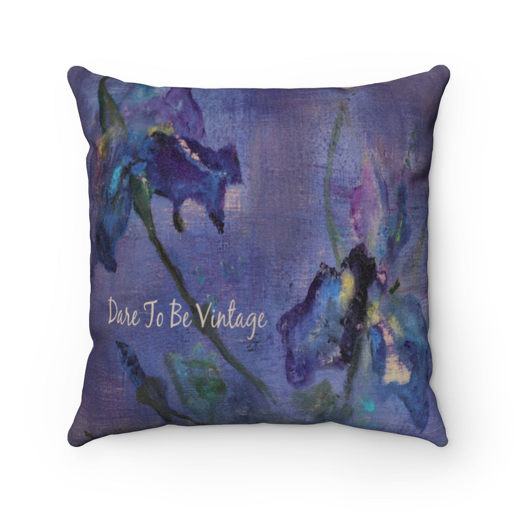 "Cover Me In Flowers" Flowers Iris Faux Suede Square Pillow