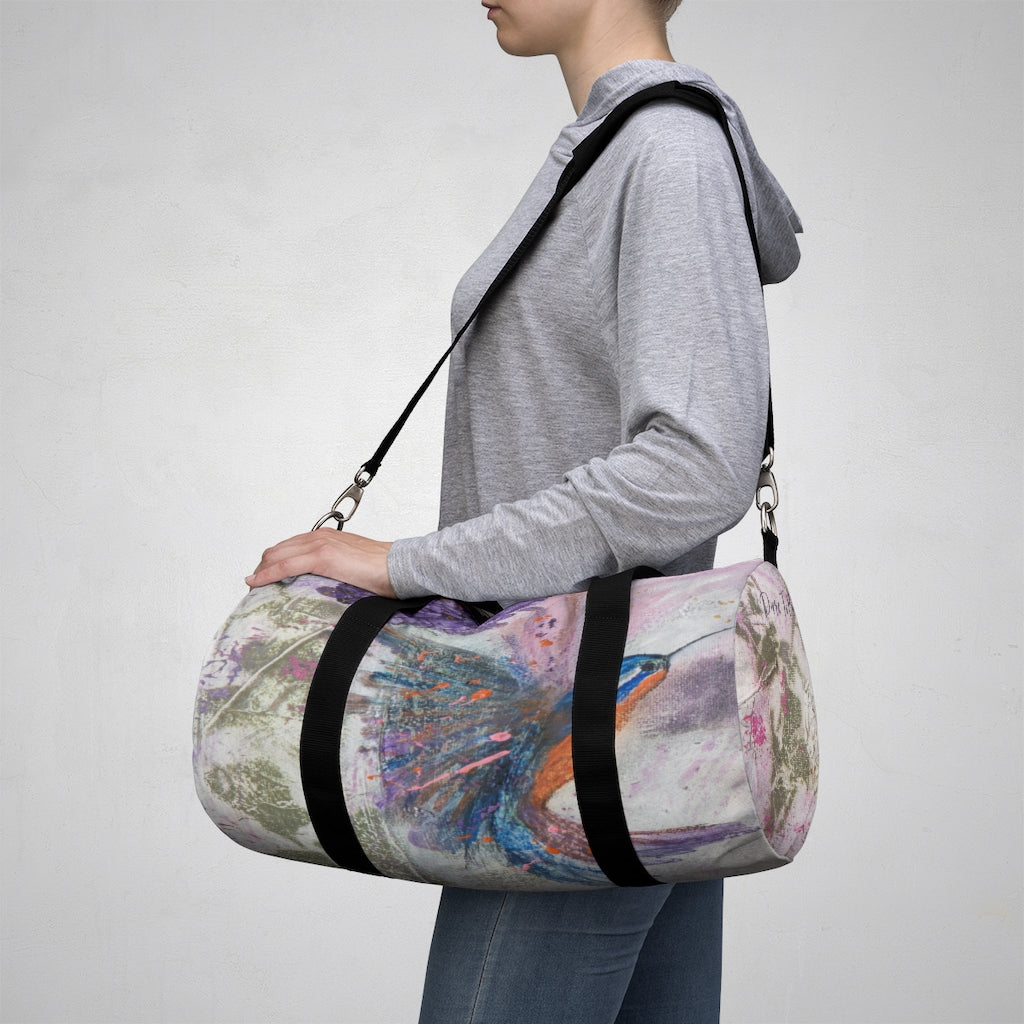'Innocent Beauty' Floral Hummingbird Duffel Bag