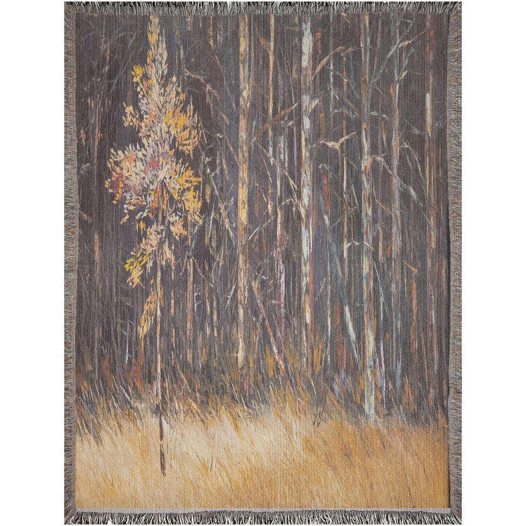 'Fallin For You' Fall Woodland Trees Woven Blanket Wall Art Tapestry