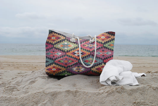 "Hepburn" Geometric Aztec Beach Tote Weekender Bag