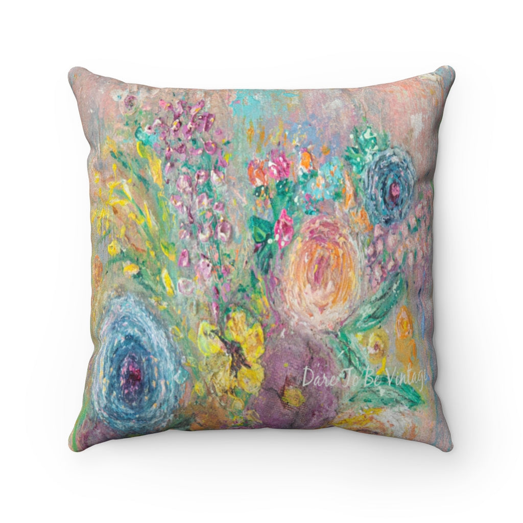 "Blooming Spring " Pastel Floral Accent Pillow