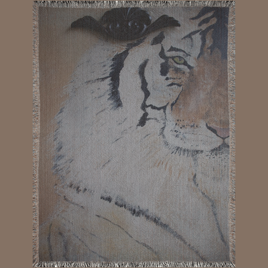 'Eye Of The Tiger' Animal Print Tiger Woven Blanket Tapestry
