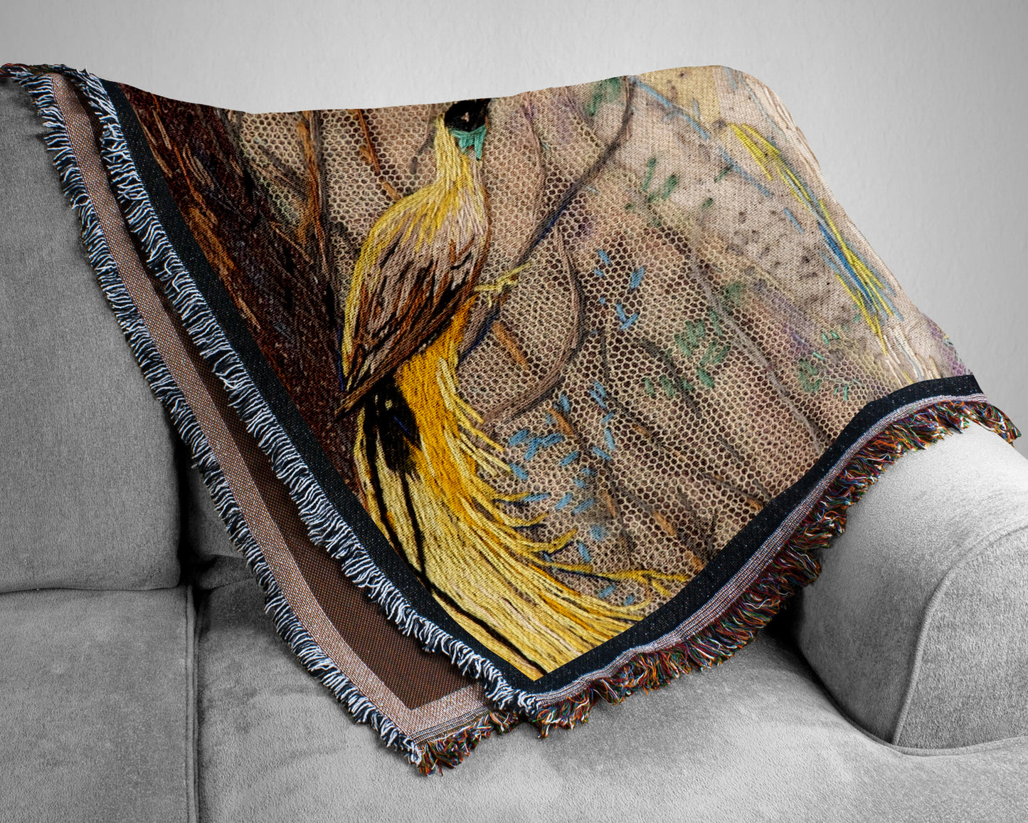 'Birds Of Paradise' Tropical Wildlife Woven Tapestry Blanket