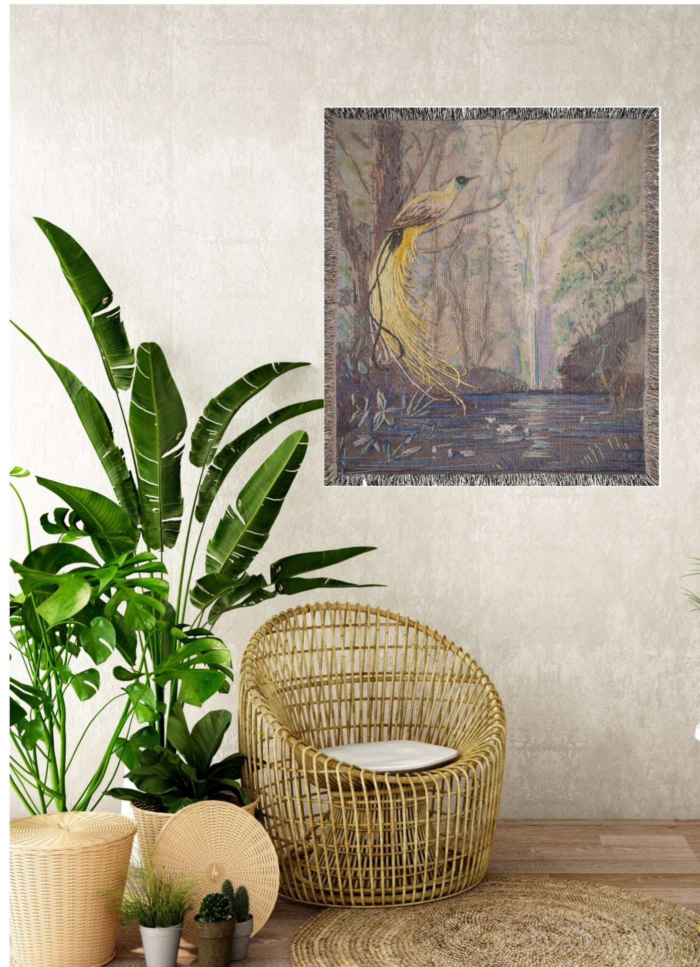 'Birds Of Paradise' Tropical Wildlife Woven Tapestry Blanket