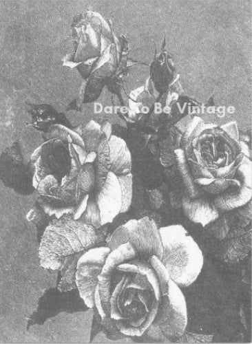'Midnight Blooms'  Black & White Roses Florals Decoupage Paper