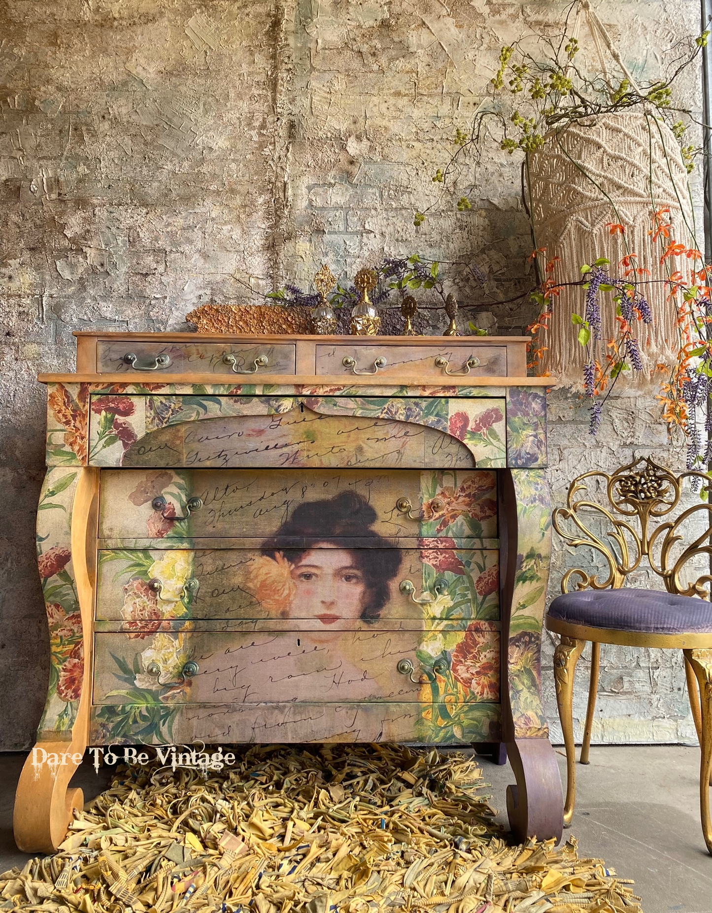 'Blooming Beauty' Floral Portrait Decoupage Paper