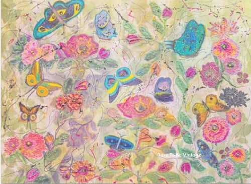 'You Give Me Butterflies' Hand Painted Butterflies Flowers Decoupage Paper