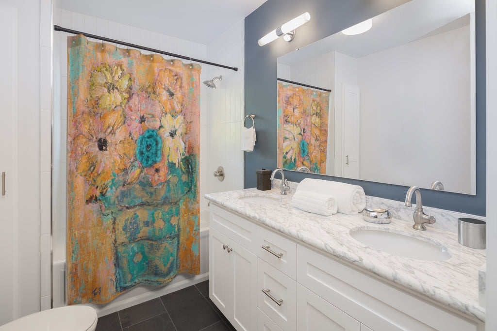 " Flourish " Abstract Floral Shower Curtain