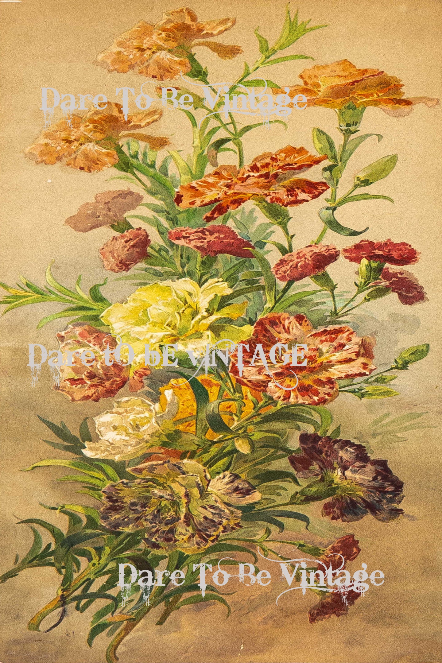 'Blooming Beauty' Floral Portrait Decoupage Paper