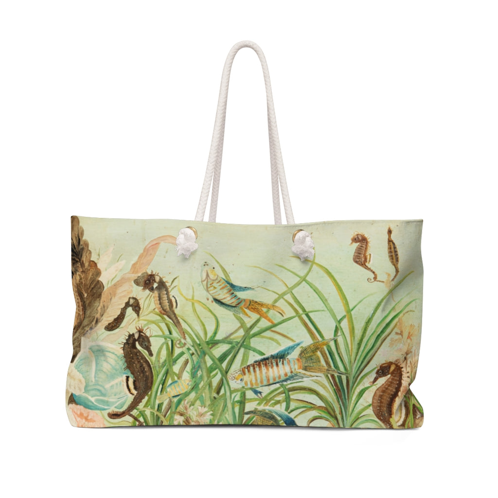 "Under The Sea" Fish Seahorse Coastal Beach Tote Weekender Bag