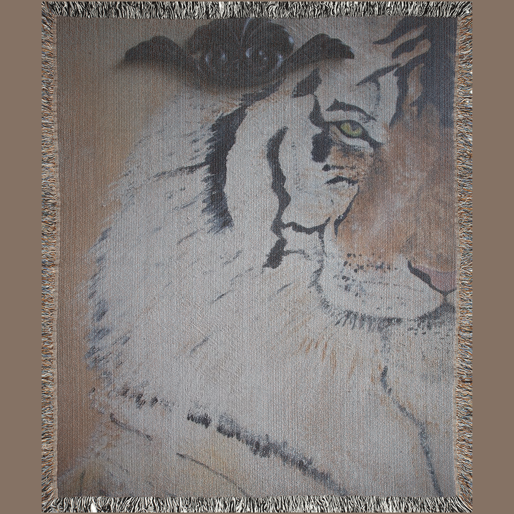 'Eye Of The Tiger' Animal Print Tiger Woven Blanket Tapestry