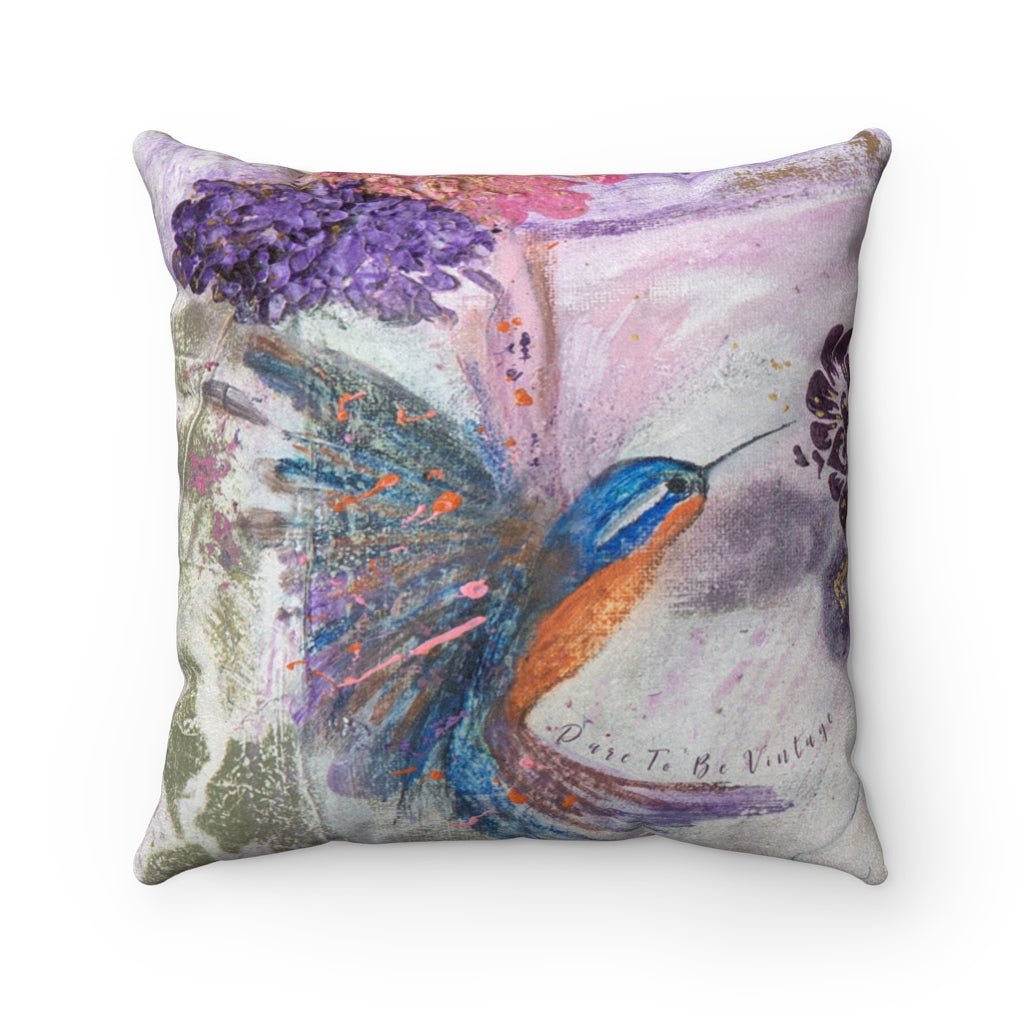 'Innocent Beauty ' Humming Birds Floral Accent Pillow