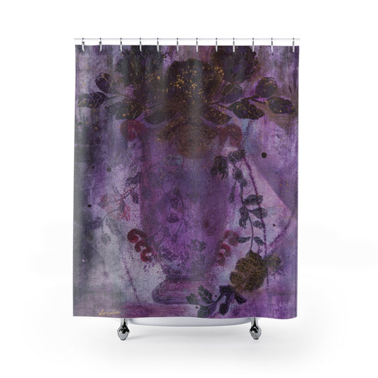 "Trailing Romance" Purple Floral Bouquet Shower Curtain