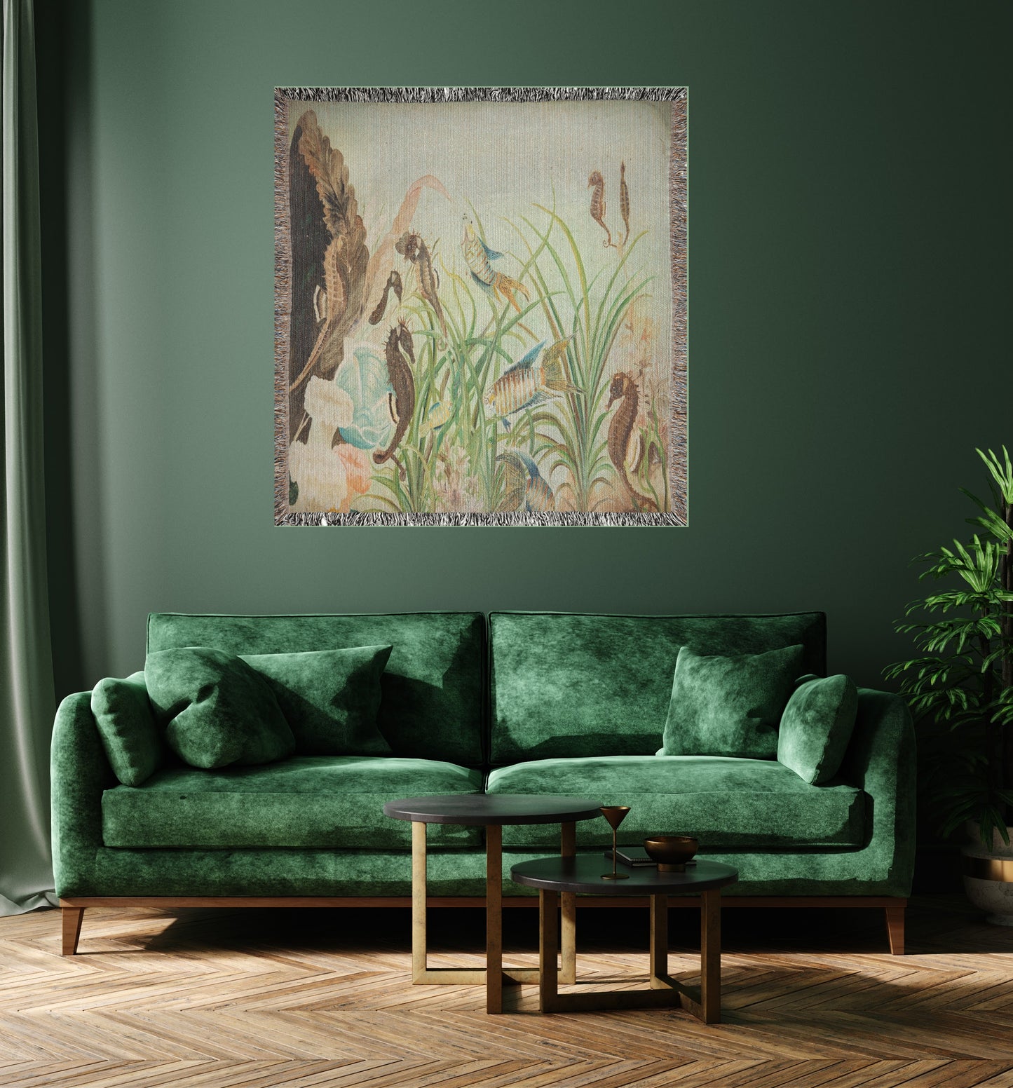 "Under The Sea" Tropical Sea Life Woven Throw Blanket Wall Art