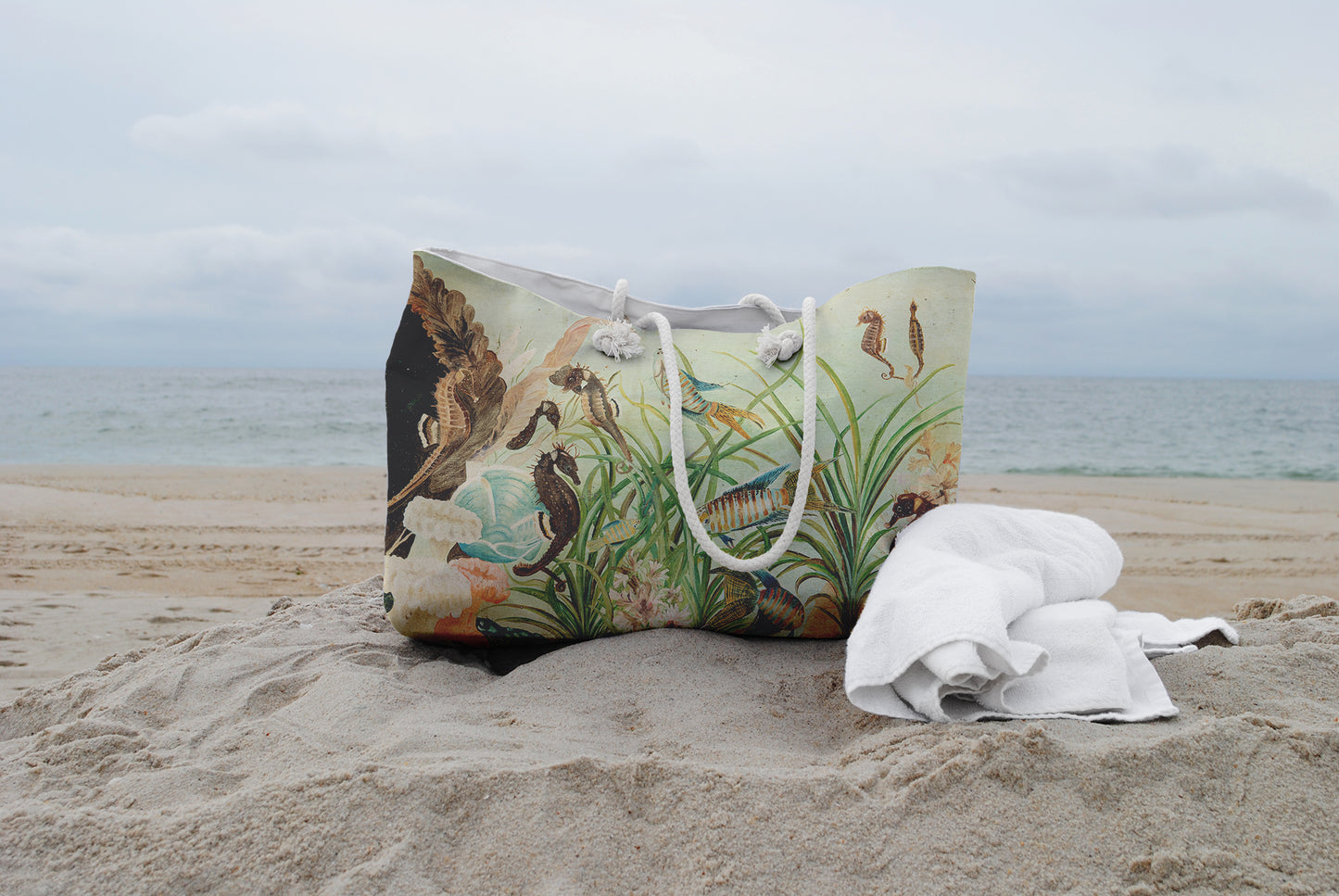 "Under The Sea" Fish Seahorse Coastal Beach Tote Weekender Bag