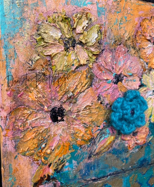 'Flourish' Original Abstract Floral Canvas Art 8 X 10