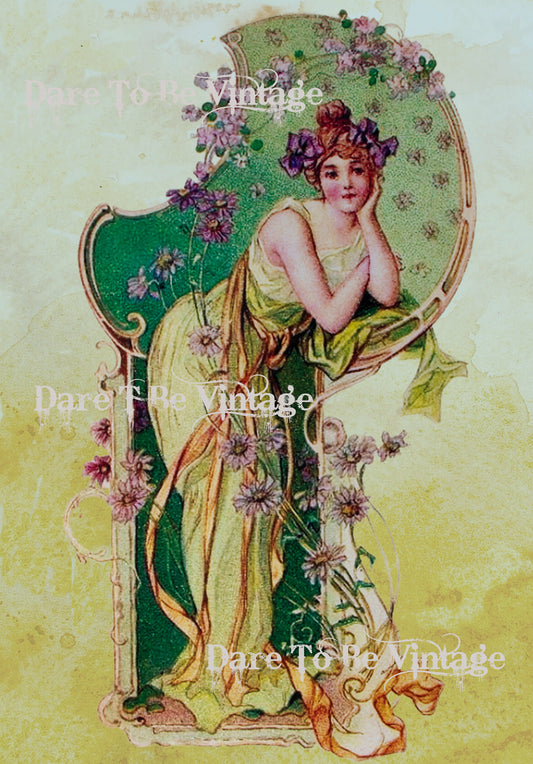 'Victoria' Vintage Art Deco Portrait Decoupage Paper
