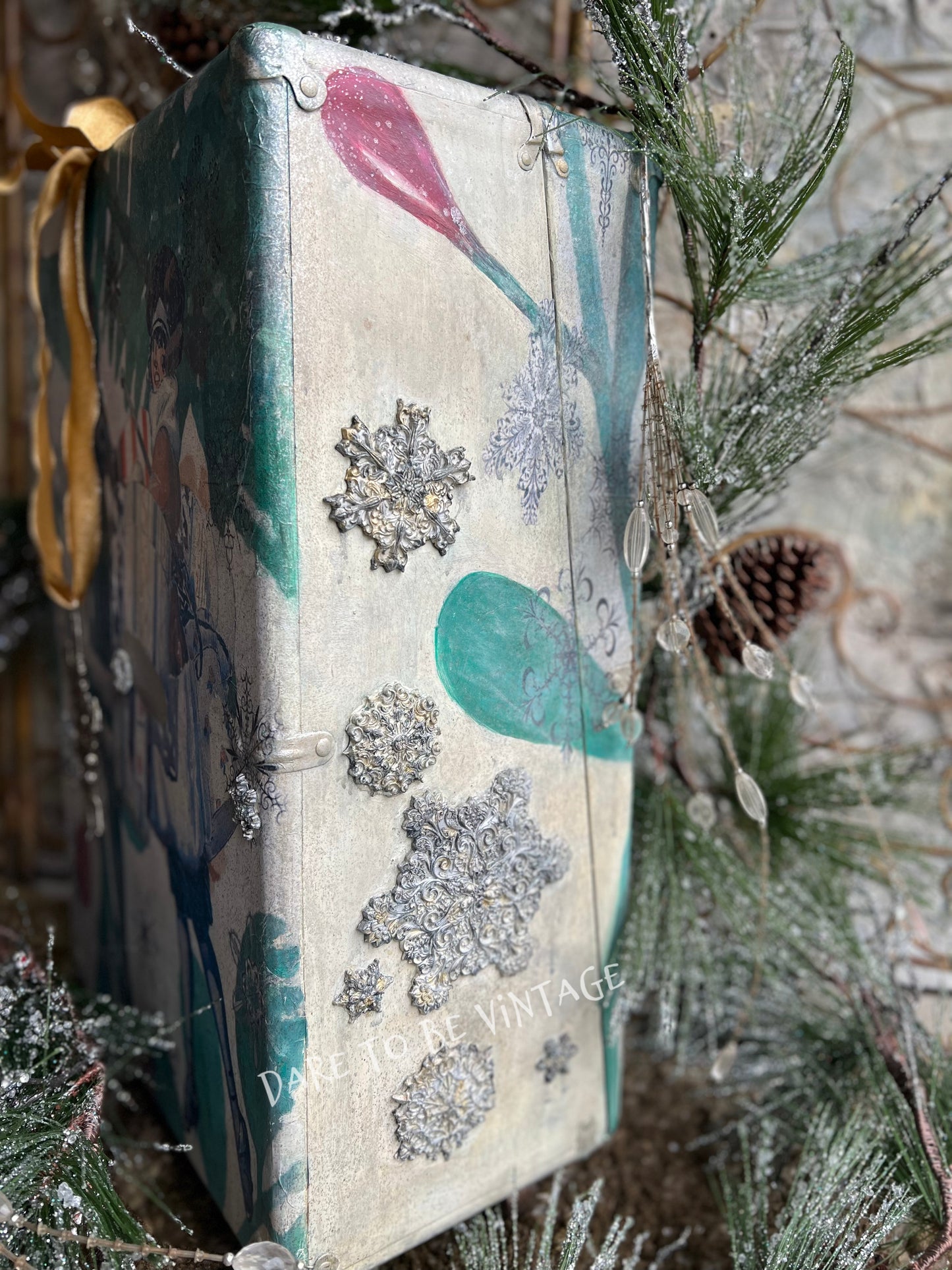 'Shopping Spree' Vintage Hand Painted Suitcase / Wearable Art