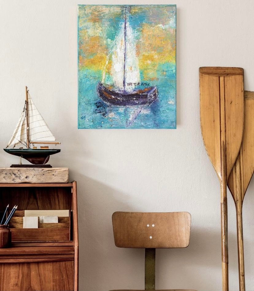 "Sail Away With Me' Sailboat Beach Bath Towel