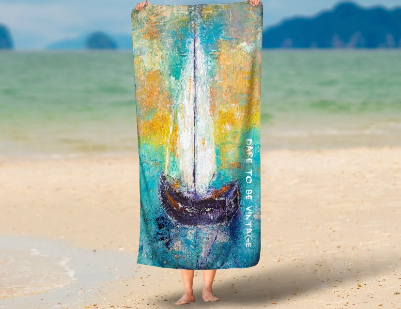 "Sail Away With Me" Sailboat Woven Tapestry Blanket