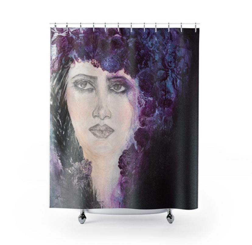 'Soul Searching' Hand Painted Portrait Beach Bath Towel