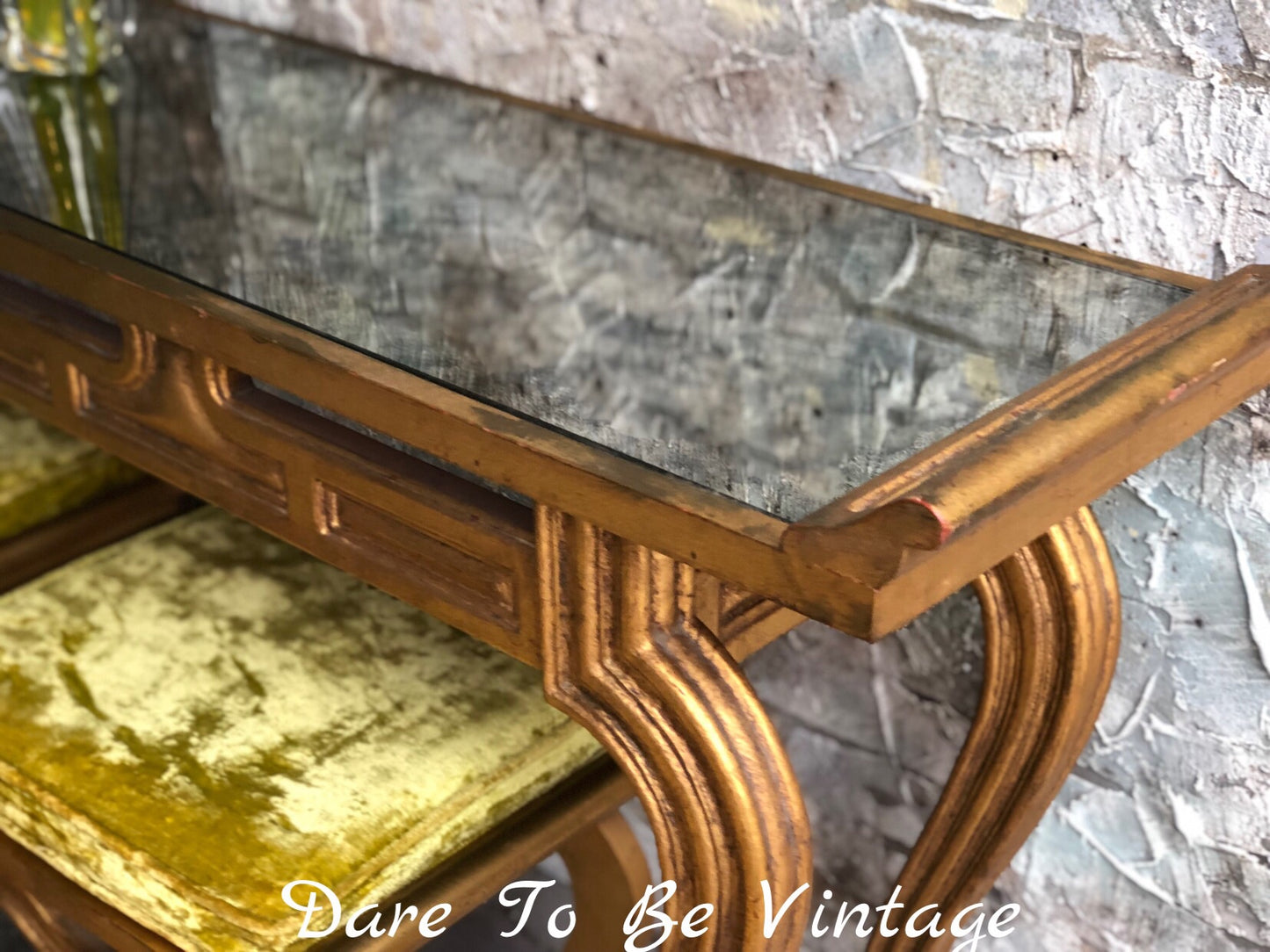 Rare Vintage Francisco Hurtado Hollywood Regency Console Table With Ottomans