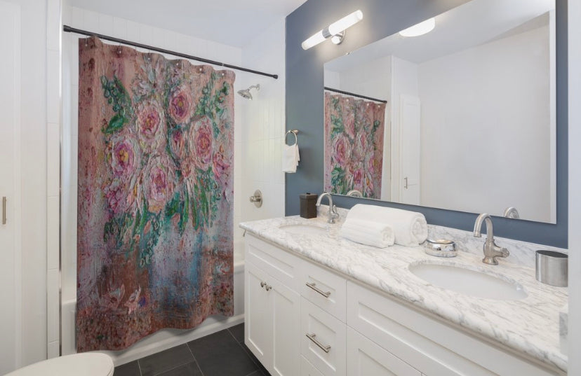 "Thrive" Hand Painted Rose Garden Painting Beach Bath Towel